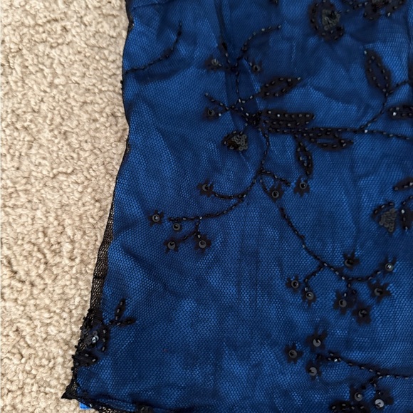 Blue Floral Embroidered Women's Top - Picture 2 of 6
